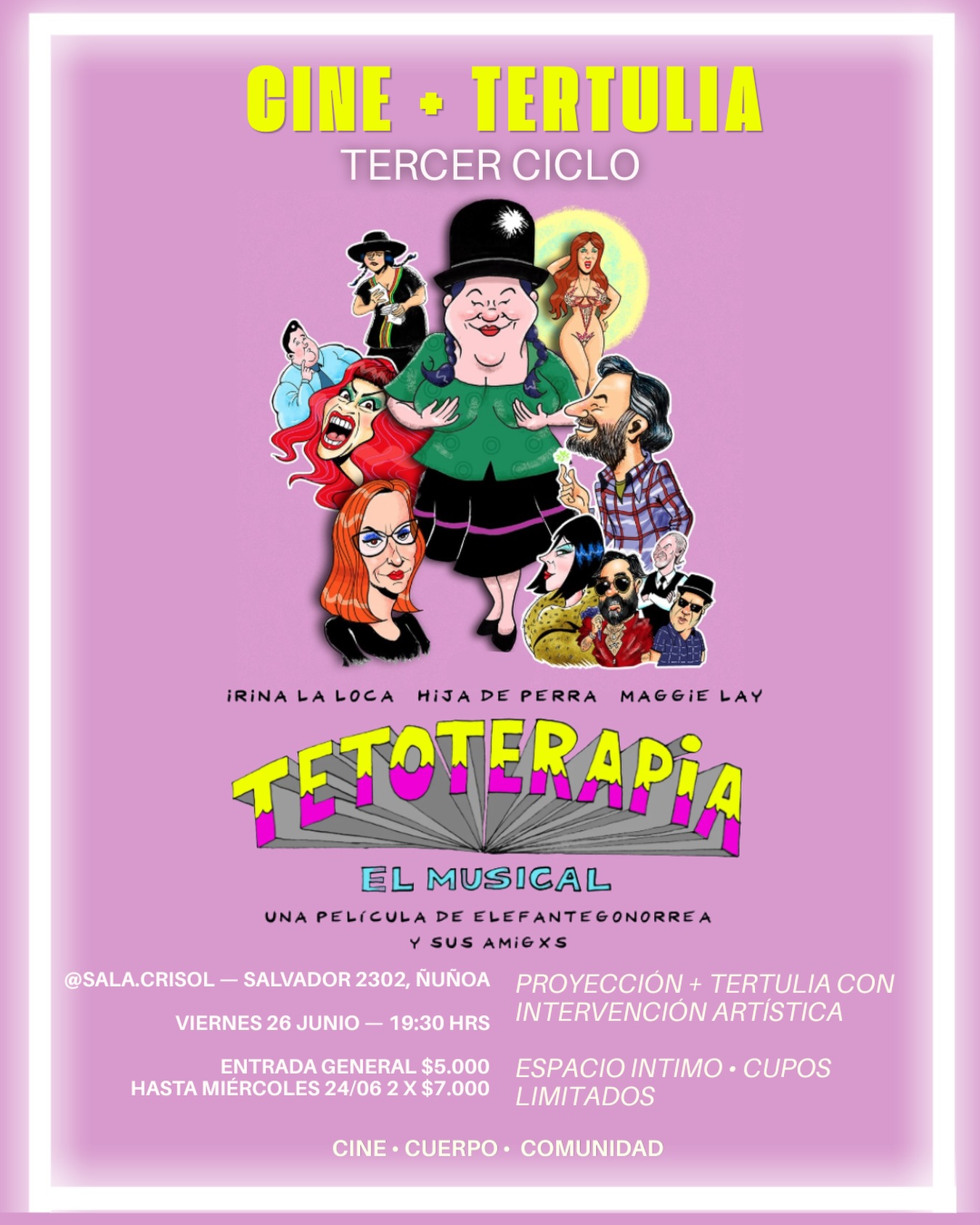 Afiche de la tercera tertulia: Tetoterapia El Musical